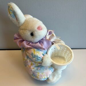 Plush Bunny with Floral Dress and Basket